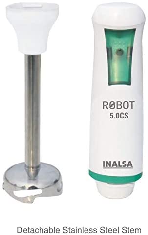 Inalsa Robot 5.0 CS 500-Watt Hand Blender with Measuring Cup (White/Green)