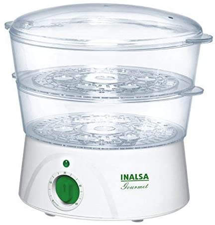 Inalsa 5L Gourmet Multi-Function 500W-Food Steamer & Egg Boiler with LED Indicator,BPA-Free 2 Tier Stackable Baskets,Stainless Steel Base ,Auto-Stop & Dry Run Protection,Fits 14 Eggs In One Go (Black/ Silver)