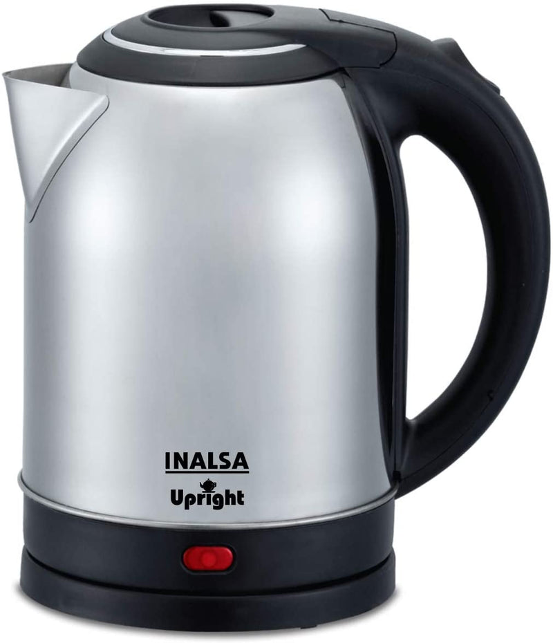 Inalsa Electric Kettle Upright 1.8-Litre 1500-Watt Stainless-Steel Finish (Black/Silver)