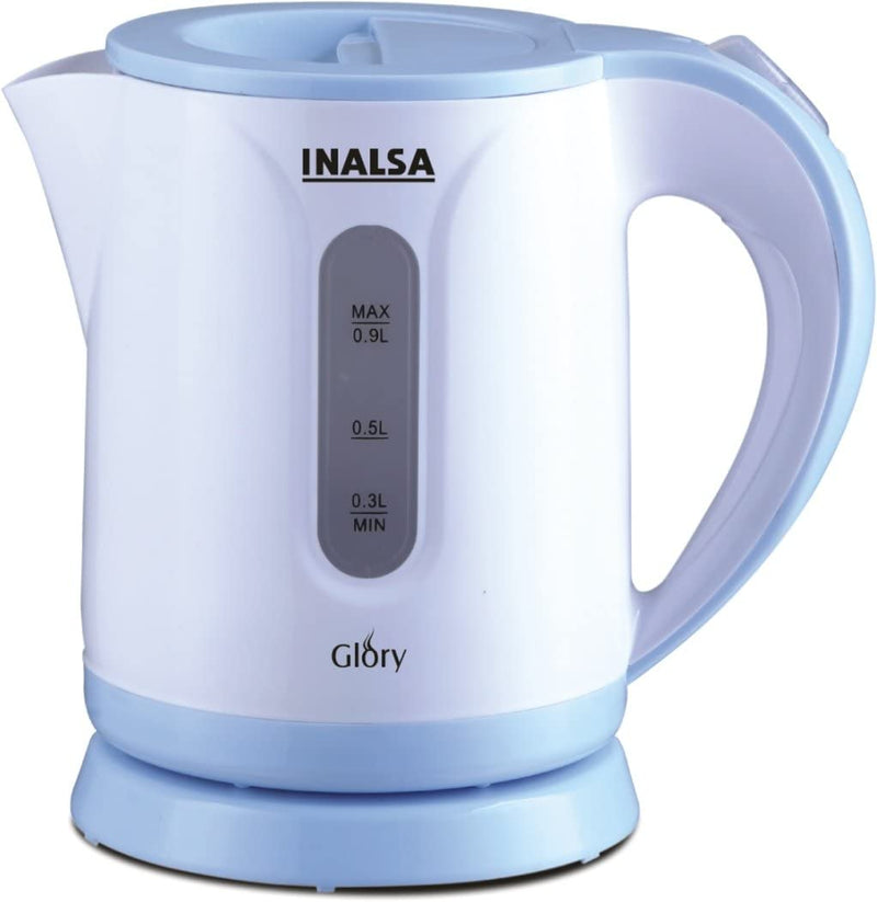 Inalsa Glory PCE 0.9-Litre Cordless Electric Kettle (White/Blue)