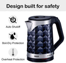 Inalsa Electric Kettle Double Wall 1.8L - Diamante, 1300W with Boil Dry Protection & Auto-Shut Off| Inbuilt SS Filter Sieve, Concealed Heating Element| 360 Deg Cordless Base, (Black)