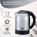 Inalsa Electric Kettle Upright 1.8-Litre 1500-Watt Stainless-Steel Finish (Black/Silver)