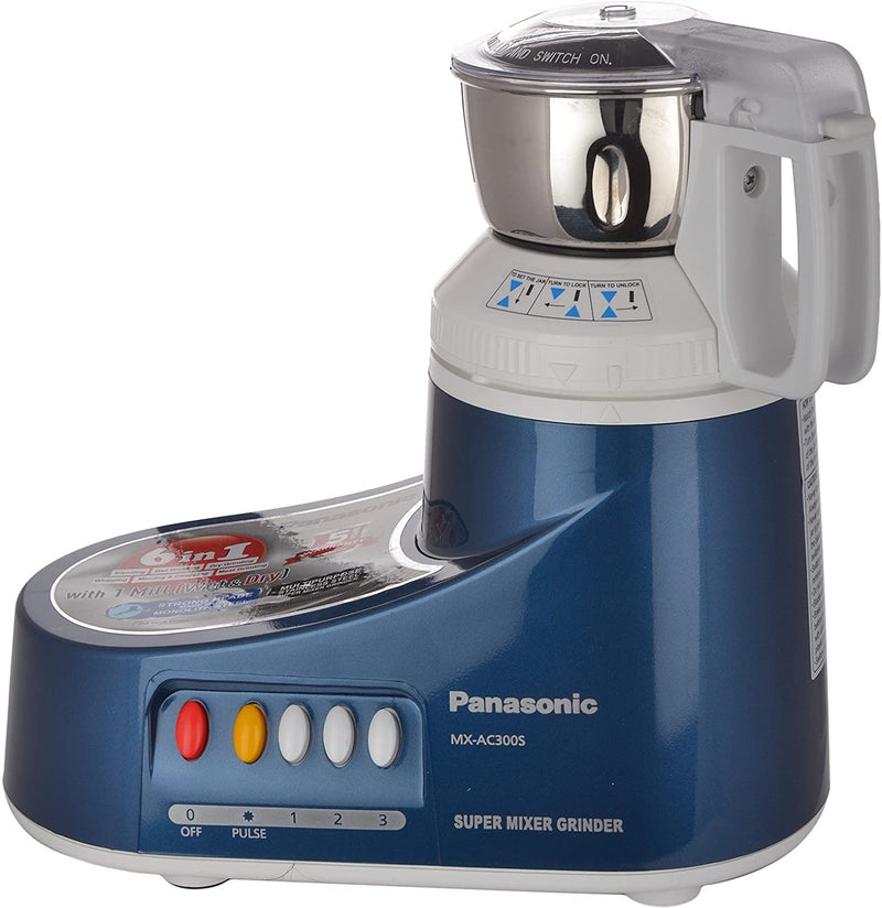 Panasonic Super MX-AC300S 550-Watt Mixer Grinder with 3 Jars (Blue)
