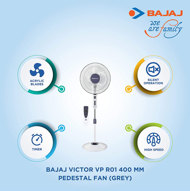 Bajaj Victor VP R01 400 mm Pedestal Fan (Grey)