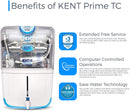 KENT Prime TC , 9 Litre Wall Mountable RO+UV+UF+TDS with Advanced Computer Controller Technology (White), 20 Litre/Hr Water Purifier