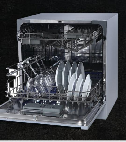 Hafele 8 Place Settings Free Standing Table Top Dishwasher (AQUAMINI, Silver)